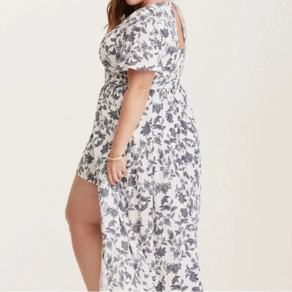 Torrid Paisley Hi-Low Romper Maxi Dress 16 - Picture 4 of 6